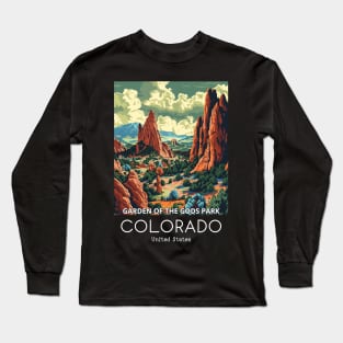 A Vintage Travel Illustration of the Garden of the Gods Park - Colorado - US Long Sleeve T-Shirt